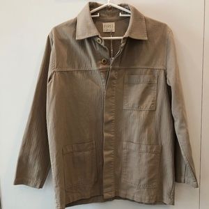 First Rite Twill Work Chore Jacket In Khaki Herringbone